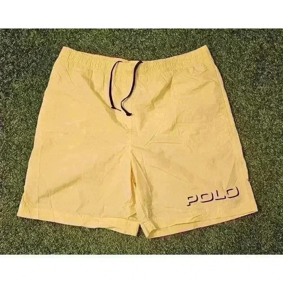 Polo Sport Ralph Lauren Swim Trunks Shorts Men’s Size Large Yellow Y2K - Picture 1 of 5